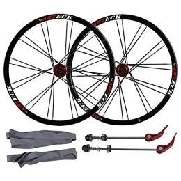 UPPVTE Spares UPPVTE Mountain bike wheelset 26", 24H MTB bike Double Wall Rim Quick Release disc brake sealed bearings 7 8 9 10 Speed Wheel (Color : Red)