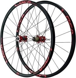 UPPVTE Spares UPPVTE Mountain Bike Wheelset 26 / 27.5 / 29In, 24H Disc Brake Bicycle Wheel QR NBK Sealed Bearing Hubs 8-12 Speed Double Wall Alloy Rims Wheel (Color : Red, Size : 27.5inch)