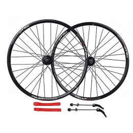 UPPVTE Spares UPPVTE Mountain Bike Wheelset 26 Inch, Aluminum Alloy Double Wall Rim Disc Brake Sealed Bearings Compatible 7-10 Speed Cycling Wheels Wheel (Color : Black, Size : 26inch)