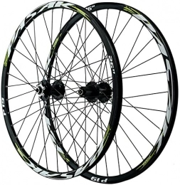 UPPVTE Mountain Bike Wheel UPPVTE Mountain Bike Wheelset, Disc Brake Wheels for 7-12 Speed 32 Holes Double Walled Aluminum Alloy Bicycle Wheels Quick Releas Wheel (Color : Green, Size : 27.5inch)