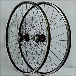 UPPVTE Mountain Bike Wheel UPPVTE MTB bicycle front rear wheel 32H, for 26-inch bicycle Wheelset Double Layer rim 6 Sealed Bearing Disc / rim brakes QR 7-11 speed Wheel (Color : Black Hub)