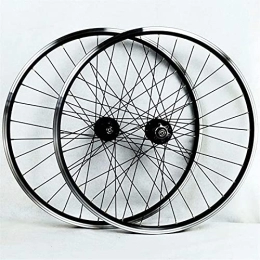 UPPVTE Mountain Bike Wheel UPPVTE MTB Bike Wheelset 26 / 27.5 / 29in, Disc Brake Cycling Wheel Double Wall Alloy Rim QR 32 Spokes for 7 / 8 / 9 / 10 / 11 Speed Flywheel Wheel (Color : Black hub, Size : 26inch)