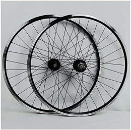 UPPVTE Spares UPPVTE MTB Bike Wheelset Front Rear Mountain Cycling Wheels Double Wall Aluminum Alloy Disc / V-Brake 32 Hole Rim 7 / 8 / 9 / 10 Cassette Wheels Wheel (Color : Black, Size : 26inch)