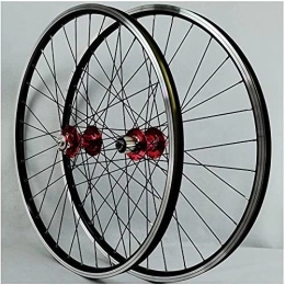 UPPVTE Mountain Bike Wheel UPPVTE MTB Cycling Wheelset, 26" 27.5" 29" Disc Brake / V Brake Bike Rim First 2 and Rear 4 Sealed Bearing for 7-10 Speed Cassette Wheel (Color : Red, Size : 26INCH)