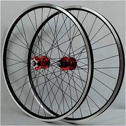 UPPVTE Mountain Bike Wheel UPPVTE MTB Wheelset 26 / 27.5 / 29Inch, Double Wall Aluminum Alloy QR Disc / V-Brake Cycling Bicycle Wheels 32 Hole Rim 7 / 8 / 9 / 10 / 11 Speed Wheel (Color : Red Hub, Size : 26inch)