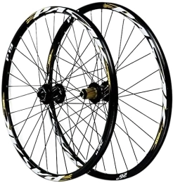 UPVPTK Spares UPVPTK 26 / 27.5 / 29In Mountain Bike Wheel, Barrel Shaft Front Rear Wheelset Disc Brake 7-11 Speed Cassette Quick Release Double Wall Disc Rims Wheel (Color : Yellow, Size : 26INCH)