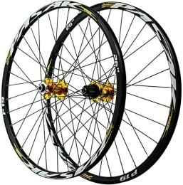 UPVPTK Spares UPVPTK 26 / 27.5 / 29in MTB Bicycle Wheelset, Rim 32 Spoke Disc Brake Quick Release Bicycle Wheel(Front+Rear) for 7 8 9 10 11 12 Speed Flywhee Wheel (Color : Gold, Size : 27.5INCH)