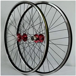 UPVPTK Mountain Bike Wheel UPVPTK 26 / 27.5 / 29Inch Bicycle Wheelset, Double Layer Alloy Rim 6 Sealed Bearing Disc / Rim Brake QR 7-11 Speed 32H MTB Bike Front Rear Wheel Wheel (Color : Red Hub, Size : 27.5INCH)