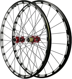 UPVPTK Spares UPVPTK 26 / 27.5In Front Rear Wheelset, Double Wall Aluminum Alloy MTB Bike Rim Disc Brake Thru Axle 24 Holes 7 8 9 10 11 12 Speed Cassette Wheel (Color : Red, Size : 27.5INCH)