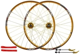 UPVPTK Mountain Bike Wheel UPVPTK 26Inch Mountain Bike Wheelset, Double Wall Rim Disc Brake Quick Release Sealed Bearings Compatible 7 8 9 10 Speed 32H MTB Cycling Wheels Wheel (Color : Gold, Size : 26inch)