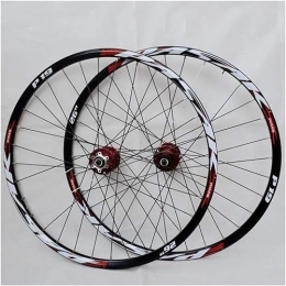 Usknxiu Mountain Bike Wheelset, 29/26 / 27.5 Inch Bicycle Wheel (Front + Rear) Double Walled Aluminum Alloy MTB Rim Fast Release Disc Brake 32H 7-11 Speed Cassette,Red,27.5in