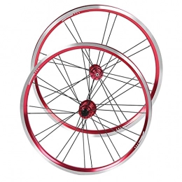 Uxsiya Mountain Bike Wheel Uxsiya wear-resistant High durability Aluminium Alloy Ultralight Front 2 Rear 4 Bearing V Brake Folding Bicycle Wheelset 20 Inch Mountain Bike Wheel Set for Cycling(Red black)