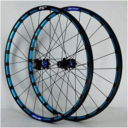 VBCGGGG Spares VBCGGGG 26 27.5 Inch Bicycle Front & Rear Wheel MTB Blue Rim Mountain Bike Wheelset 24 Spoke Disc Brake For 7-12 Speed Cassette Flywheel QR Freewheel (Color : A-BLUE, Size : 27.5INCH)