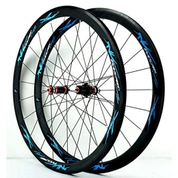 VBCGGGG Spares VBCGGGG Road Bike Wheels 700C V Brake Bicycle Wheelset Hybrid / Mountain Carbon Fiber Hub For 7 / 8 / 9 / 10 / 11 Speed Cassette 1830g Tire 20~32C Freewheel (Color : BLUE, Size : 60)