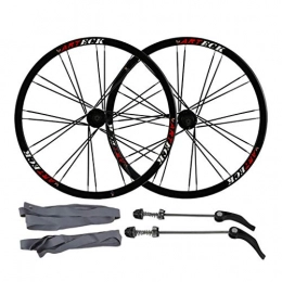 VHHV Mountain Bike Wheel VHHV MTB Bike Wheel Set 26 Inch, 7 8 9 10 Speed 24H Double Wall Rim for Mountain Bike, Road Cycling, City Bikes and Fixed-gear Bicycle (Color : Red Hub)