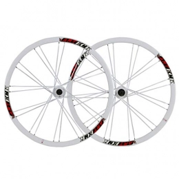 VHHV Mountain Bike Wheel VHHV MTB Wheelset 26 Inch, Mountain Bike Double Wall Rim Aluminum Alloy 24H Quick Release for 26" X 1.35~2.125 Tires (Color : White)