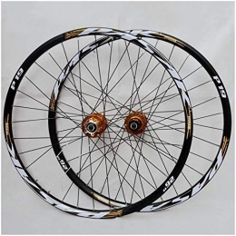 VPPV Spares VPPV 26 / 27.5 Inch MTB Bicycle Wheelset, 29er Aluminum Alloy Disc Brake Hybrid / Mountain Rim for 7 / 8 / 9 / 10 / 11speed (Color : Gold, Size : 26INCH)