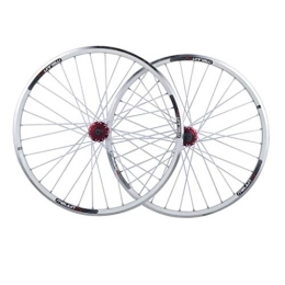VPPV Mountain Bike Wheel VPPV 26 Inch MTB Bike Wheelset, Double Wall Aluminum Alloy Disc Brake / V-Brake Quick Release Mountain Cycling Rim 7 / 8 / 9 / 10 Speed (Color : White)