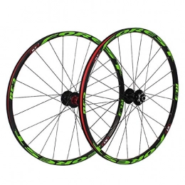 VPPV Mountain Bike Wheel VPPV Mountain Bicycle Wheelset 26 / 27.5 Inch, Double Wall Aluminum Alloy Disc Brake 24 Hole Hybrid / MTB Rim 11 Speed (Color : Green, Size : 26 inch)