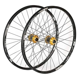 VPPV Mountain Bike Wheel VPPV Mountain Bicycle Wheelset 27.5 Inch Double Wall Disc Brake Quick Release Hybrid Rim 26 Cycling Wheel 11 Speed (Color : Yellow, Size : 26inch)