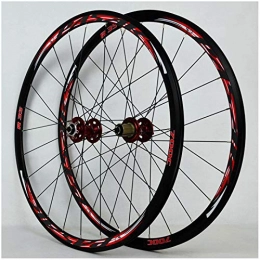 VPPV Spares VPPV MTB Bicycle Wheelset 700C 29ER, Aluminum Alloy V-Brake / Disc Brake Road Bike Cycling Quick Release Hub 11 Speed (Color : Red, Size : 700C)
