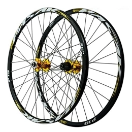 VPPV Spares VPPV MTB Wheelset 26 Inch 27.5" 29er Quick Release Disc Brake 24H Double Wall Rim Wheels Suitable 7-11 Speed Cassette Mountain Bike Wheelset (Color : Gold, Size : 27.5 inch)