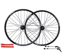 WYJW Spares Wheels 26 In Bicycle Wheelset, 32H double-walled aluminum alloy bicycle wheels disc brake mountain bike wheel set quick release American valve 7 / 8 / 9 / 10 speed (Color:Black)