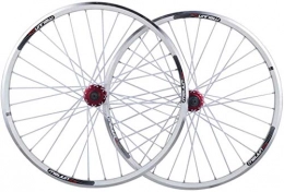 WYJW Spares Wheels Bike Wheelset, 26 inch Mountain Bike Wheel(front + rear) double-walled aluminum Brake Wheel Set Quick Release Palin Bearing 7, 8, 9, 10 Speed (Color:White)
