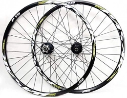 OYY Manufacture Spares Wheels Mountain Bike Wheelset, 26 / 27.5 / 29 Inch Bicycle Wheel Double Walled Aluminum Alloy MTB Rim Fast Release Disc Brake 32H 7-11 Speed Cassette, Front and Rear Wheels ( Color : Green , Size : 27.5 )