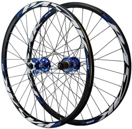 SJHFG Mountain Bike Wheel Wheelset 24" Mountain Bike Wheelset, Disc Brake Quick Release BMX MTB Rim Folding Bicycle Wheels 32H for 7 / 8 / 9 / 10 / 11 / 12 Speed Cassette road Wheel (Color : Blue, Size : 24'')