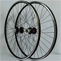 Amdieu Spares Wheelset 26 / 27.5 / 29" Mountain Bike Wheels, Double Wall Aluminum Alloy Disc / V-Brake QR Cycling Rim Front 2 Rear 4 Palin 7 8 9 10 11 Speed road Wheel (Color : Black, Size : 26inch)