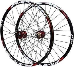SJHFG Mountain Bike Wheel Wheelset 26 / 27.5 / 29in Bicycle Wheelset, Aluminum Alloy Front 2 Rear 4 Bearings 12 / 15MM Barrel Shaft Disc Brake MTB Bike Cycling Wheels road Wheel (Color : Red, Size : 29in / 20mmaxis)