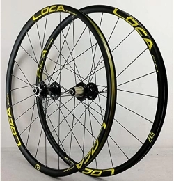 SJHFG Spares Wheelset 26 / 27.5 / 29In MTB Bicycle Wheelset, Disc Brake 6 Pawl Ultralight Double Layer Alloy Rim Quick Release 7-12 Speed 24 Holes road Wheel (Color : Black Hub Gold Label, Size : 26inch)