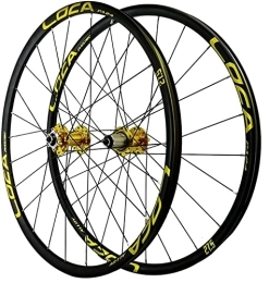 SJHFG Mountain Bike Wheel Wheelset 26 / 27.5 / 29inch Mountain Bike Bicycle Wheelset, 24 Holes Aluminum Alloy Disc Brake Circle Height 21MM 7-12 Speed Cycling Wheels road Wheel (Color : Yellow Hub, Size : 26inch)