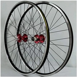 SJHFG Mountain Bike Wheel Wheelset 26 / 27.5 / 29Inch MTB Bike Wheel, 24H Double Wall Alloy Disc / V Brake Wheelset QR Sealed Bearing Hubs 6 Pawls 7-11 Speed Cassette road Wheel (Color : Red, Size : 26inch)