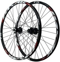 SJHFG Spares Wheelset 26 / 27.5 / 29Inch MTB Bike Wheelset, Double Wall Rim Alloy Front 2 Rear 5 Bearing 7-12 Speed Quick Release Hub Bicycle Wheel road Wheel (Color : Black Hub Red Label, Size : 26inch)