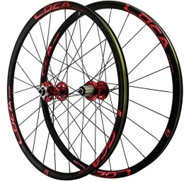 SJHFG Spares Wheelset 26 / 27.5'' Bicycle Wheelset, Mountain 24 Holes Double Wall Disc Brake 7-12 Speed 4 Bearing Flat Strip Six Nail Quick Release Wheel road Wheel (Color : Red Hub, Size : 27.5inch)