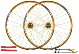 SJHFG Spares Wheelset 26" Bicycle Wheel Double Alloy Rim Q / R MTB 7 8 9 10 Speed Bike Wheelset 32H Bicycle Wheel Alloy Wheel road Wheel (Color : Gold, Size : 26inch)