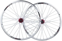 SJHFG  Wheelset 26 Double Wall MTB Rim, Quick Release V-Brake Hybrid / Mountain Bike Hole Disc Bike Wheelset 7 8 9 10 Speed Outdoor road Wheel (Color : White, Size : 26inch)