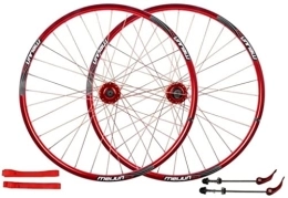 SJHFG Mountain Bike Wheel Wheelset 26 Inch MTB Bicycle Wheel Set, Double Wall Alloy Rim 32 Hole QR Disc Brake Wheel 7 8 9 10 Speed Cassette Hubs road Wheel (Color : Red, Size : 26inch)