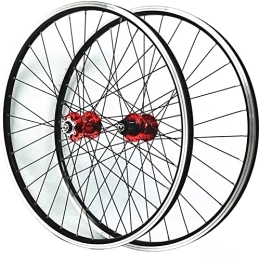 SJHFG Spares Wheelset 26 Inch MTB Wheelset, Quick Release V / Disc Brake Aluminum 36H Front and Rear Wheel 7 / 8 / 9 / 10 / 11 Speed Cassette Freewheel road Wheel (Color : Red Hub, Size : 26INCH)