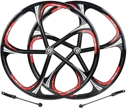 SJHFG Mountain Bike Wheel Wheelset 26" Mountain Bike Wheelset, Integrated Wheel Disc Brake Bicycle Cassette Rims Sealed Bearing Compatible 7 / 8 / 9 / 10speed 5 Knife QR road Wheel (Color : Black, Size : 26inch)