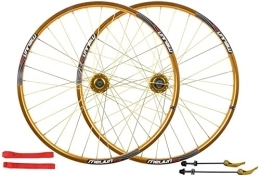 SJHFG Mountain Bike Wheel Wheelset 26er Bicycle Wheel, Double Alloy Rim Q / R MTB 7 8 9 10 Speed Bike Wheelset 32H Front Bicycle Wheel Bike Wheelset Rear road Wheel (Color : Gold, Size : 26inch)