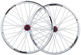 HCZS Spares Wheelset 26in Bicycle Wheel Set, Double Walled Alloy Rim V / Disc Brake MTB Bike Wheels 32H QR 7-10 Speed Ball Bearing Cassette Hubs road Wheel