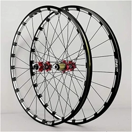 Amdieu Spares Wheelset 26In Bike Front Rear Wheel, MTB Double Wall Aluminum Disc Brake with Straight Pull Hub 24 Hole Rim 7 / 8 / 9 / 10 / 11 / 12 Speed Freewheel road Wheel (Color : Red hub, Size : 29inch)