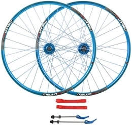 Amdieu Spares Wheelset 26in Cycling Wheels, Double Wall Rim Disc Brake Aluminum Alloy Mountain Bike Wheels Support 261.35-2.35 Tires 7 / 8 / 9 / 10 Speed road Wheel (Color : Blue, Size : 26inch)