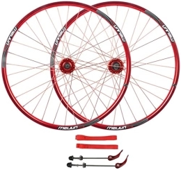 Amdieu Spares Wheelset 26in Cycling Wheels, Double Wall Rim Disc Brake Aluminum Alloy Mountain Bike Wheels Support 261.35-2.35 Tires 7 / 8 / 9 / 10 Speed road Wheel (Color : Red, Size : 26inch)
