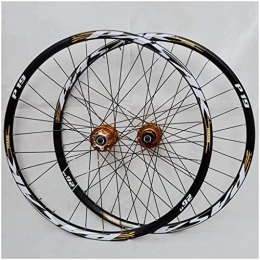 SJHFG Mountain Bike Wheel Wheelset 26Inch 27.5" 29er MTB Bike Wheelset, Aluminum Alloy Rim Disc Brake Mountain Cycling Wheels for 7 / 8 / 9 / 10 / 11 Speed road Wheel (Color : Gold, Size : 27.5INCH)