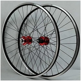 SJHFG Mountain Bike Wheel Wheelset 26Inch Bicycle Wheelset, Double Wall Alloy Rim Cassette Hub Sealed Bearing Disc / V Brake QR 7-12 Speed MTB Bike Wheel road Wheel (Color : Red Hub, Size : 26inch)