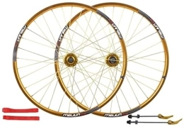 SJHFG Spares Wheelset 26Inch Bicycle Wheelset, Quick Release Disc Brake Mountain Bike Wheels Hole Disc 8 9 10 Speed Double Wall MTB Rim road Wheel (Color : Gold, Size : 26 INCH)